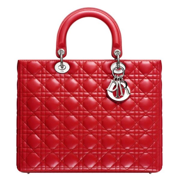 Lady Dior Large Red Lambskin Bag