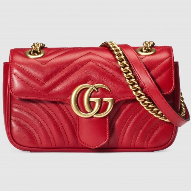 Small GG Marmont chain shoulder bag Red