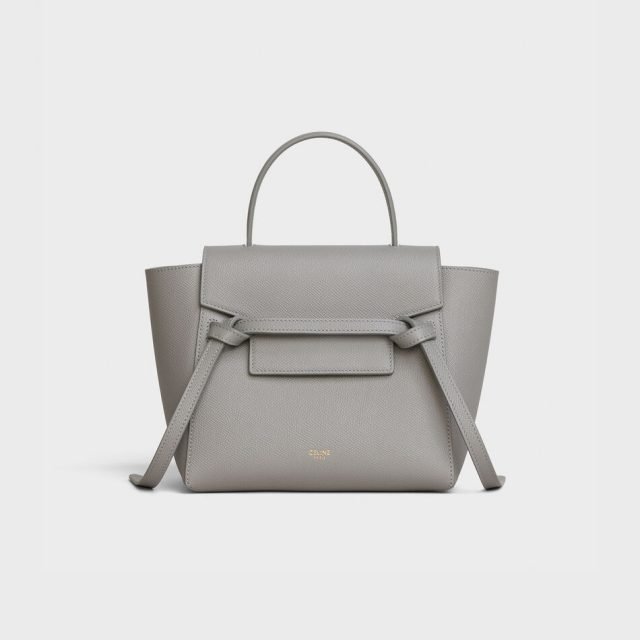 CELINE NANO BELT BAG IN GRAINED CALFSKIN GREY